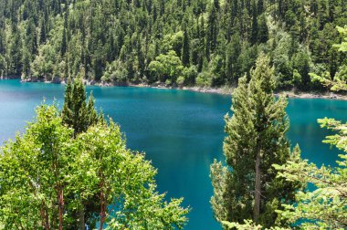 Mavi-Yeşil Göl Jiuzhaigou, Sichuan, Çin