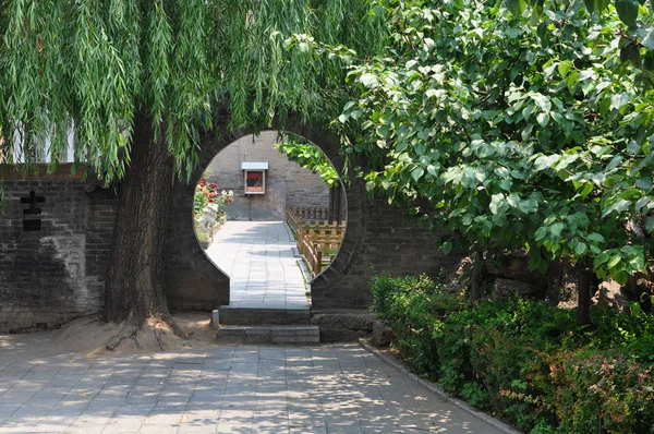 Puerta Circular Patio Pingyao Shanxi China —  Fotos de Stock