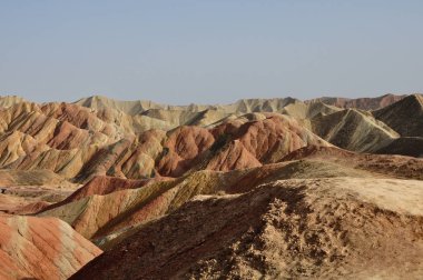 Zhangye, Gansu, Çin 'in ulusal geopark' ında Danxia kırmızı kumtaşı