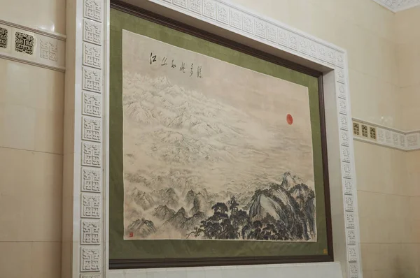 Πεκίνο Κίνα 2019 Ιουνίου Παραδοσιακή Κινεζική Ζωγραφική Στη Μεγάλη Αίθουσα — Φωτογραφία Αρχείου