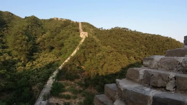 Sección Restaurada Gran Muralla China Zhuangdaokou Beijing China — Vídeo de stock