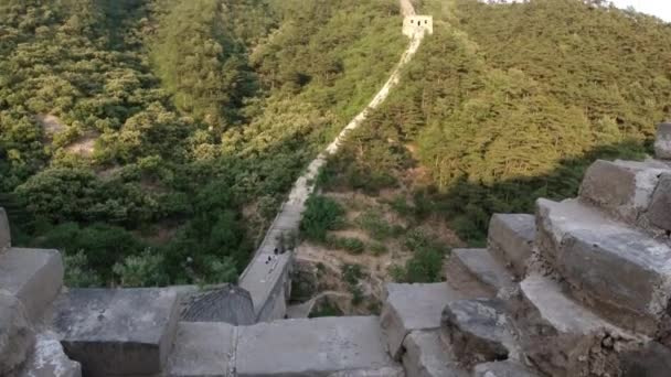 Неотреставрированная Часть Великой Китайской Стены Чжуандаокоу Пекин Китай — стоковое видео