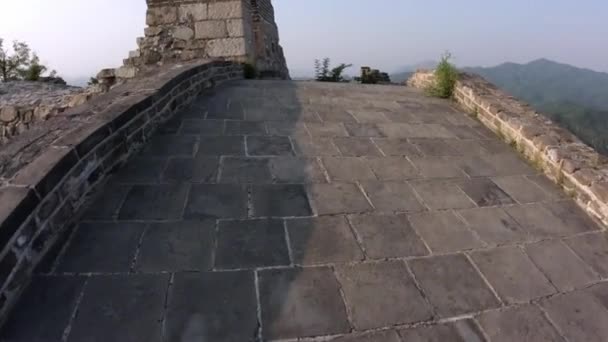 Αναπαλαιωμένο Τμήμα Του Μεγάλου Τείχους Της Κίνας Zhuangdaokou Πεκίνο Κίνα — Αρχείο Βίντεο