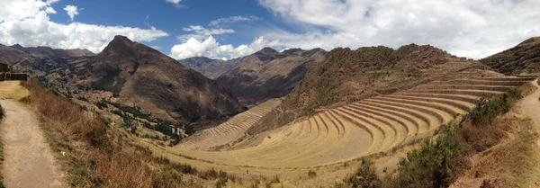 Θέα στα ερείπια Pisac στο Περού — Φωτογραφία Αρχείου