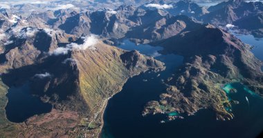 Uçaktan Lofoten görünümleri, Norveç