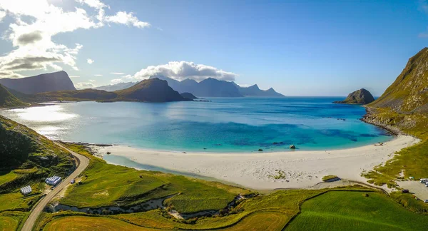 Vue sur les drones depuis le mont Matind près de Bleik, en Norvège — Photo