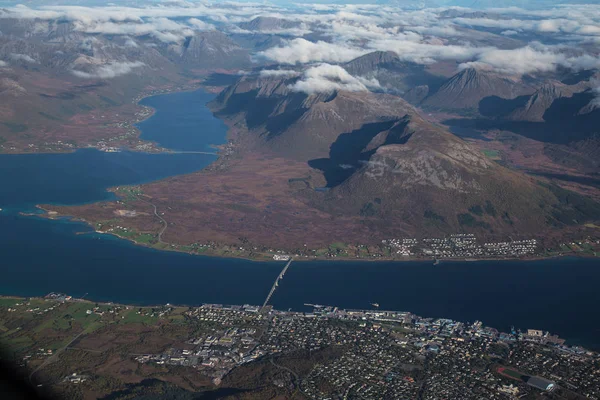 Vedute di Lofoten dall'aereo, in Norvegia — Foto Stock