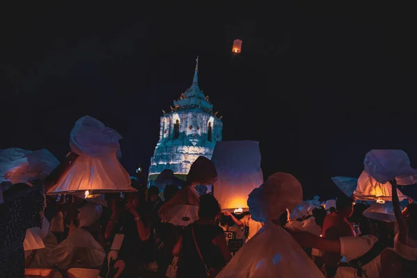 Festival des lanternes, Yee Peng et Loy Khratong à Chiang Mai en Thaïlande — Photo