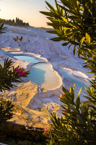 Pamukkale tarasy basenowe w Hierapolis w Turcji — Zdjęcie stockowe