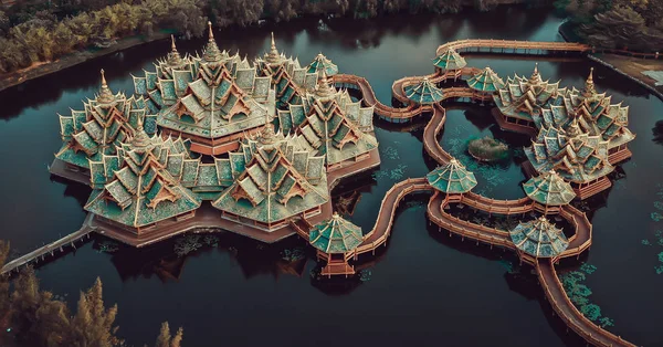 Ancient city Muang Boran from above in Bangkok Thailand — Stock Photo, Image