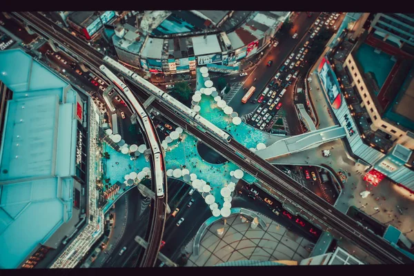 MBK Skywalk vista de cima em Bangkok Tailândia — Fotografia de Stock