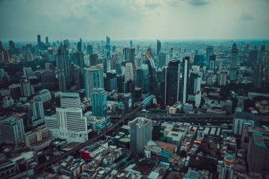 Bangkok Tayland, yukarıdan Merkezi elçilik alışveriş merkezi ve Ploenchit manzarası