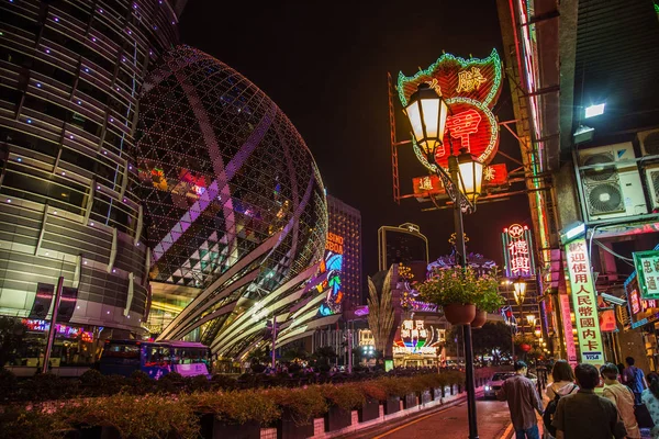 Street views and casinos of Macau by night