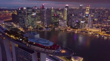 Marina Körfezi ve Bahçesi, Singapur Körfezi hava manzaralı.