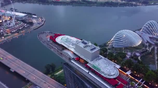 Bahía Marina Jardín Junto Bahía Vista Aérea Singapur — Vídeos de Stock