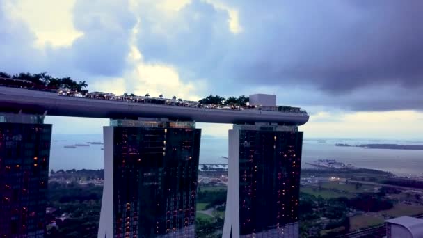 Marina Bay Und Garten Der Bucht Luftaufnahme Singapur — Stockvideo