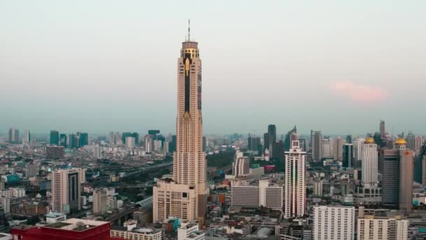 Sziám Rachathewi Kerületek Légi Felvétel Tetőtéri Bár Bangkokban Thaiföldön — Stock videók