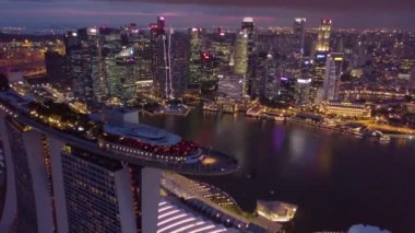 Marina Körfezi ve Bahçesi, Singapur Körfezi hava manzaralı.