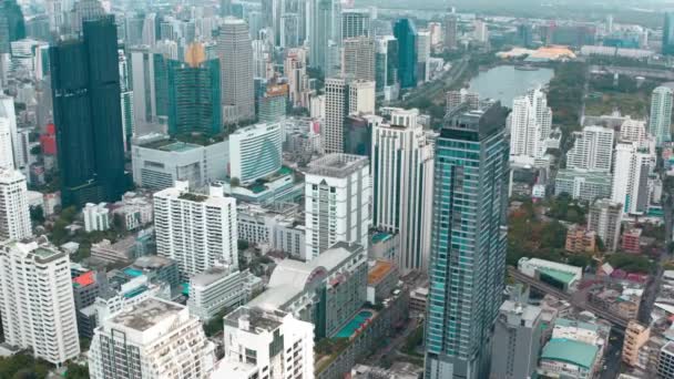 Luftaufnahmen Der Bezirke Siam Und Rachathewi Dachterrassenbar Bangkok Thailand — Stockvideo