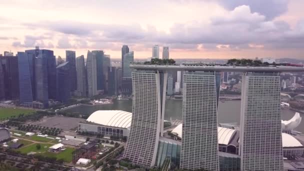 Marina Bay Und Garten Der Bucht Luftaufnahme Singapur — Stockvideo