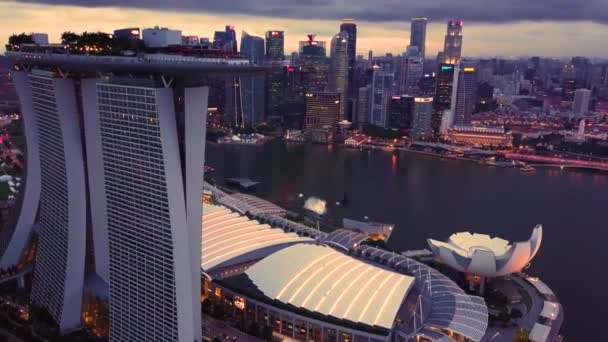 Marina Bay Garden Bay Aerial View Singapore — Stock Video