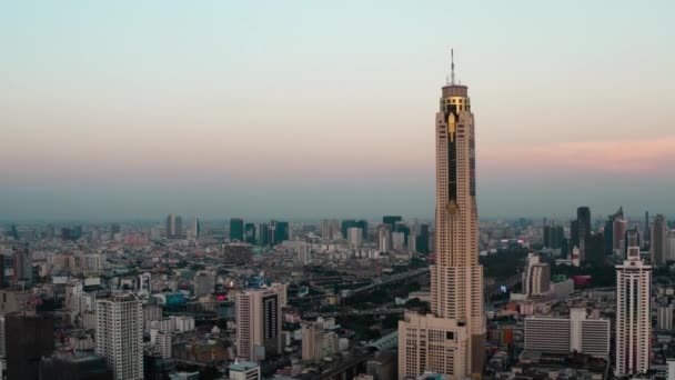 Siyam Rachathewi Bölgeleri Hava Manzarası Çatı Barı Bangkok Tayland — Stok video