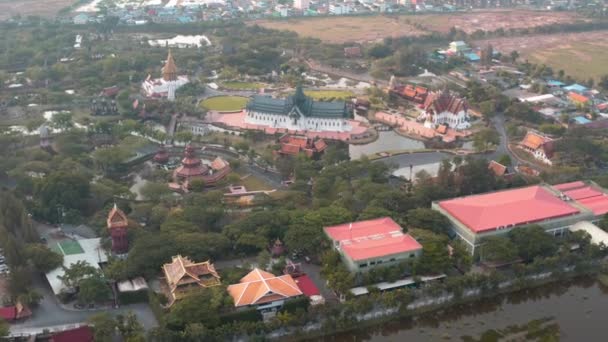 Ancient City Muang Boran Luchtfoto Bangkok Thailand — Stockvideo