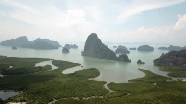 Samet Nangshe Viewpoint Aerial View Phan Nga Thailand — Stock Video