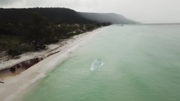 Koh Rong Island Och Stranden Antenn Utsikt Kambodja — Stockvideo