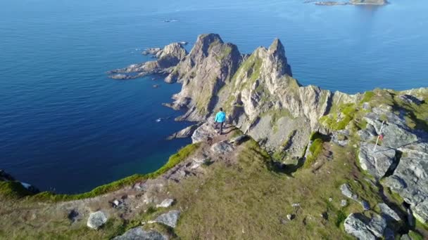 Lofoten Νησιά Και Την Παραλία Εναέρια Θέα Στη Νορβηγία — Αρχείο Βίντεο