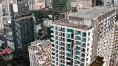 Siyam ve Rachathewi bölgeleri hava manzarası, çatı barı, Bangkok, Tayland