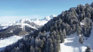 Fransa 'daki Fransız Alplerinde La Plagne hava manzarası