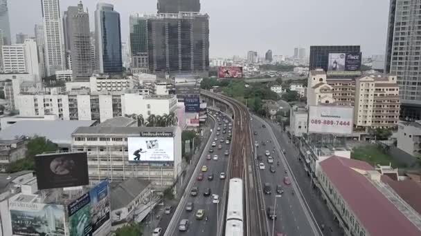 Chong Nonsi Aerial View Central Bangkok Thailand — Stock Video