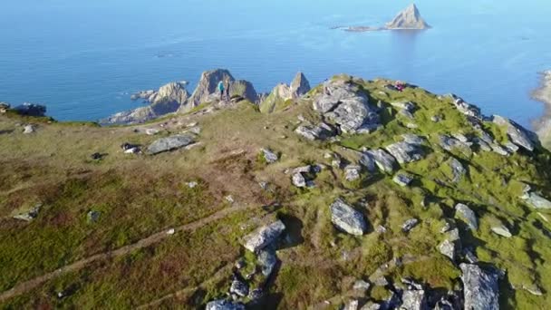 Lofoten Islands Beach Aerial View Norway — Stock Video