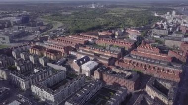 Danimarka'da Kopenhag sokakları ve ikamet havadan görünümü