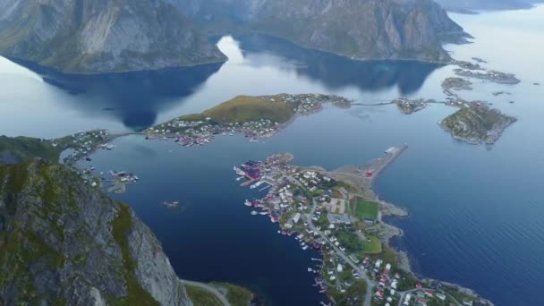 Lofoten Öar Och Strand Antenn Utsikt Norge — Stockvideo