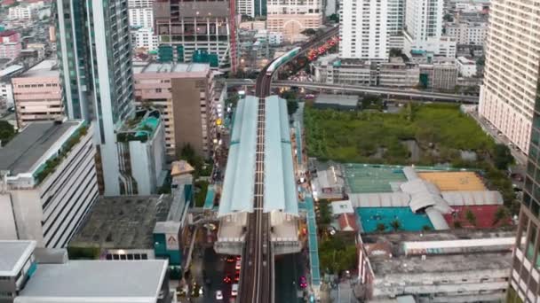 Siam Och Rachathewi Distrikt Flygbilder Takbar Bangkok Thailand — Stockvideo