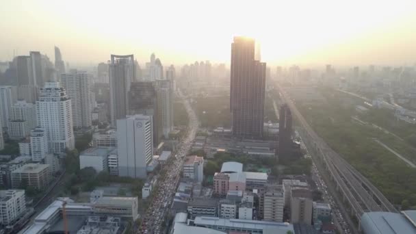 Filmagem Aérea Asoke Petchaburi Bangkok Tailândia — Vídeo de Stock