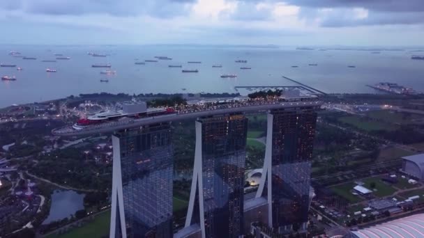 Singapurská Obchodní Čtvrť Letecký Pohled Singapuru — Stock video