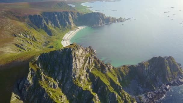 Лофотенские Острова Вид Море Воздуха Норвегии — стоковое видео