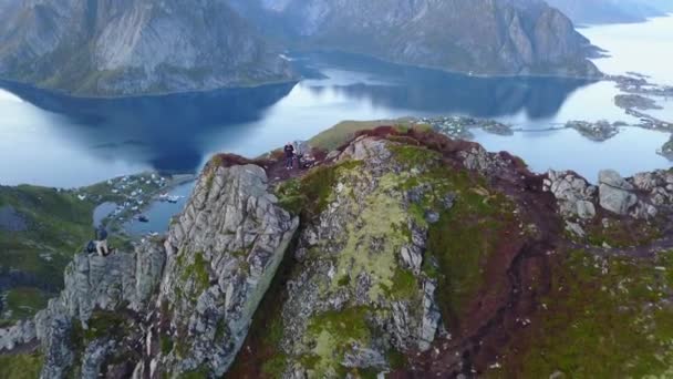 Lofoten Islands Beach Aerial View Norway — Stock Video