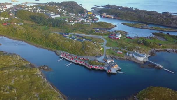 ノルウェーのロフトテン島とビーチの空撮 — ストック動画