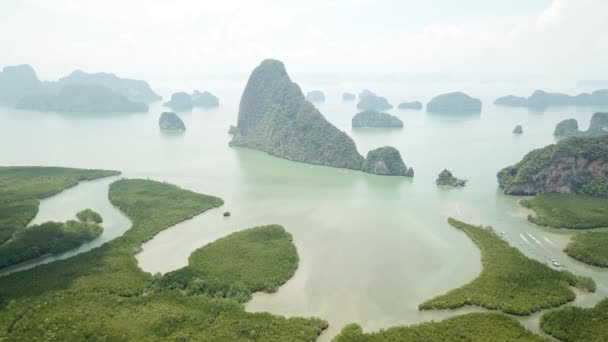 Vista Aérea Samet Nangshe Viewpoint Phan Nga Tailândia — Vídeo de Stock