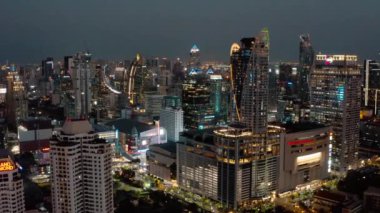 Siyam ve Rachathewi bölgeleri hava manzarası, çatı barı, Bangkok, Tayland