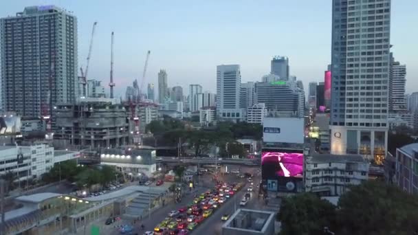 Asoke Petchaburi Aerial Footage Bangkok Thailand — Stock Video