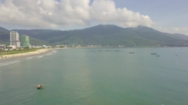 Spiaggia Nang Vista Aerea Nel Vietnam Centrale — Video Stock