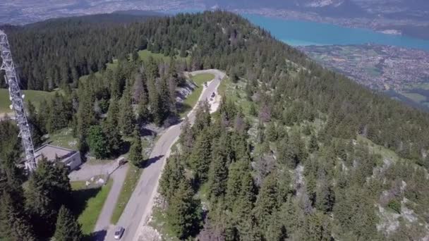 Annecy See Und Schloss Luftaufnahme Frankreich — Stockvideo