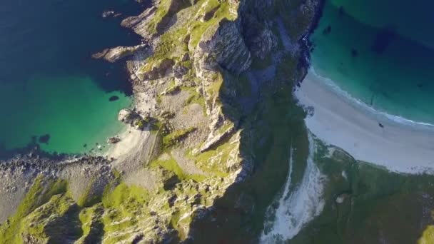 Lofoten-szigetek és a strand légi kilátással Norvégiában — Stock videók