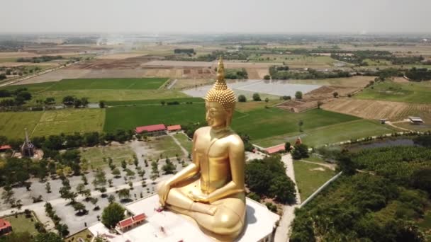 Wat Muang vista aérea, maior estátua de buddha na Tailândia — Vídeo de Stock