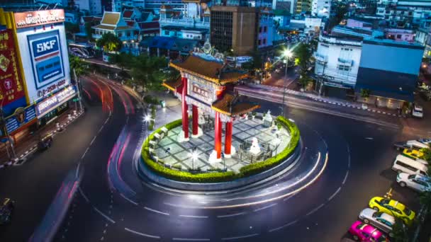 Bangkok Straße Und Tempel Zeitraffer Thailand — Stockvideo